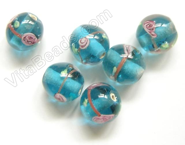 Lamp Work Glass Beads - Flower bdgl 519 - 9 Ocean Blue