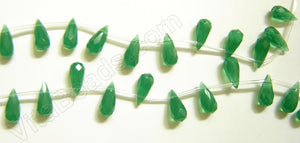 Dark Green Chalcedony Quartz - 6x13mm Faceted Long Teardrops 16"