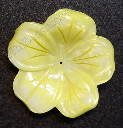 Carved Shell Flower Pendant 45mm