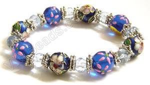 Glass w/ Cloisonné Beads Bracelet Dark Blue
