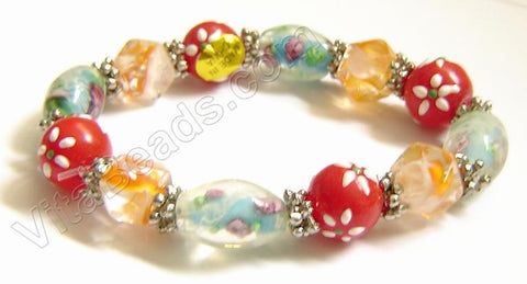 Glass Beads Bracelet Multi Red