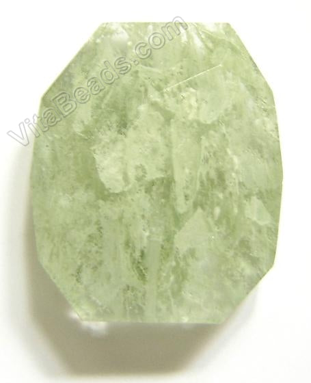 Faceted Nugget Pendant - Green Rutilate Qtz Cloudy Dark