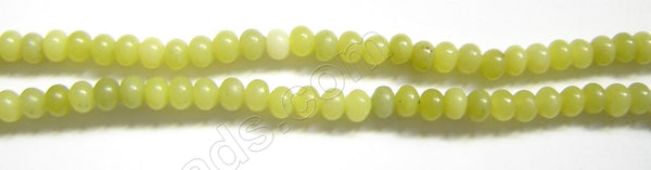 Olive Jade  -  Smooth Rondel  16"      4 x  6 mm
