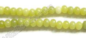 Olive Jade  -  Smooth Rondel  16"      4 x  6 mm