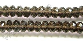 Smoky Topaz Natural AA - Faceted Rondel   16"