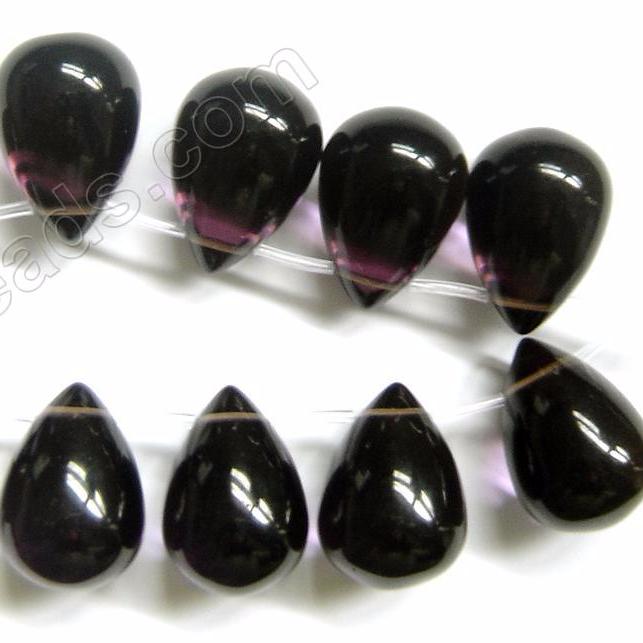 Smoky Quartz - Smooth Round Teardrops  8"