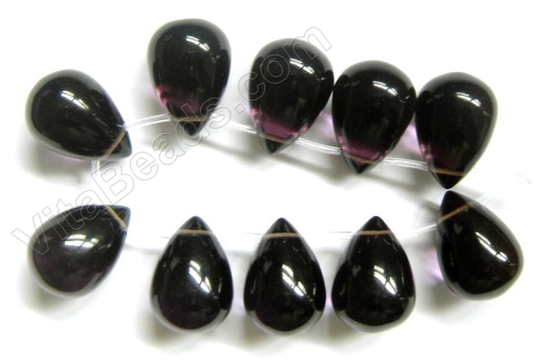 Smoky Quartz - Smooth Round Teardrops  8"