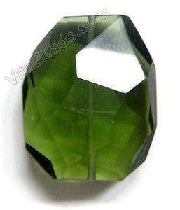 Faceted Nugget Pendant - Dark Green Crystal