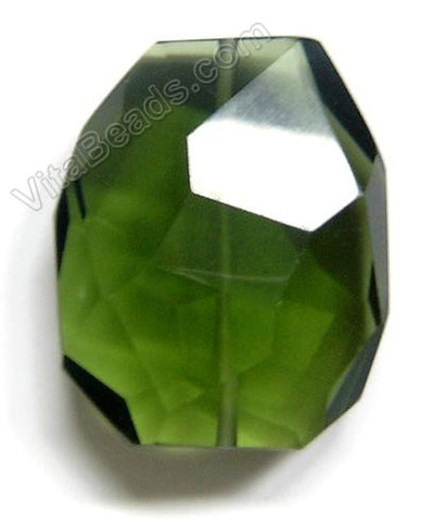 Dark Green Crystal Quartz - 30x35mm Faceted Nugget Pendant