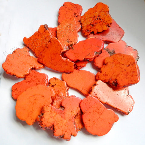 Deep Orange Crack Turquoise - Graduated Irregular Top-drilled Slabs  14"