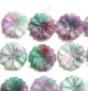 Candy Jade Pendant - Carved Small Flower - Multi Color