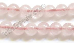 Pink Quartz  -  Smooth Round Beads  16"    8 mm