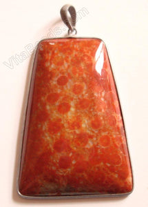 Fine Sterling Silver & Red Fossil Pendant - 30