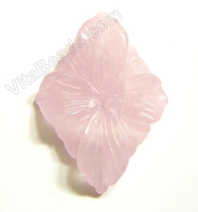 Rose Quartz Pendant Carved Diamond Flower