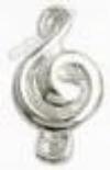 Metal Charm - 5mm hole Treble Clef A - 087