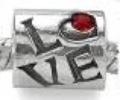 Metal Charm - 5mm hole Red crystal Love Tube A - 177
