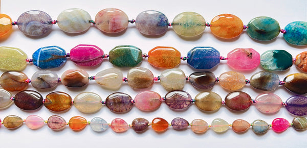 Mixed Tourmaline Fire Agate  -  Faceted Flat  16"