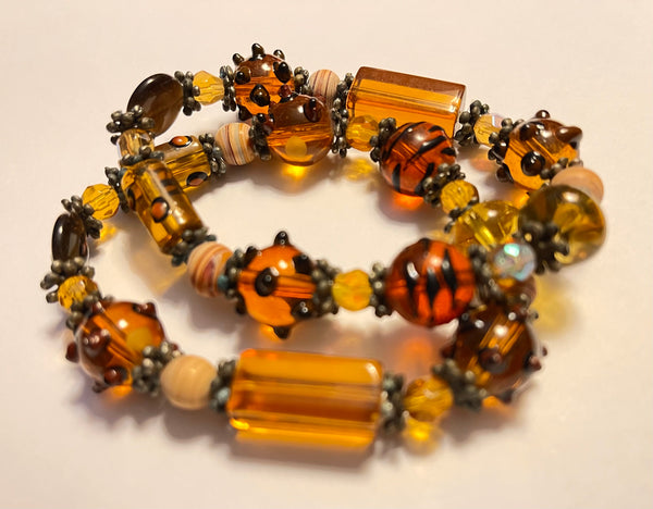 Glass Beads Bracelet Amber