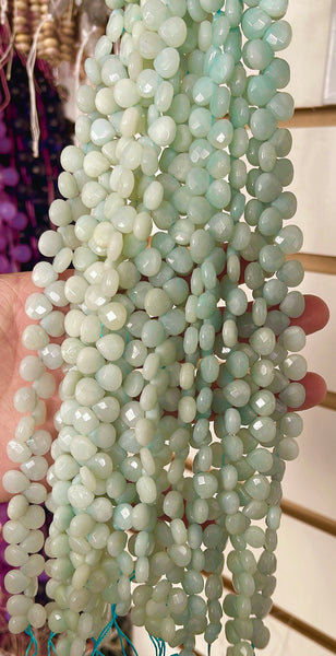 Amazonite A  -  8mm Faceted Flat Briolette 10"