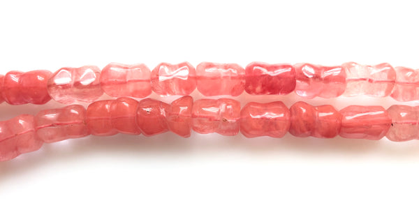 Cherry Quartz - Bone, Peanut Shape Beads 16"