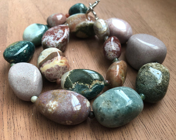 Ocean Jasper-  Graduated Tumble Necklace 18"