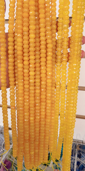 Yellow Jade  -  Faceted Rondel  15"