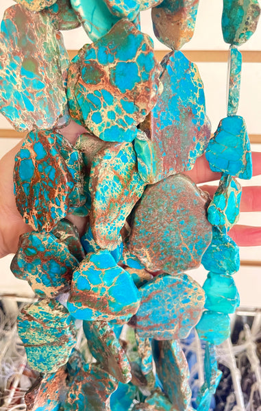 Bright Aqua Impression Jasper  -  Irregular Slabs 15"