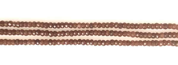 Dark Brown Jade  -  Small Faceted Rondel  15"     4 mm