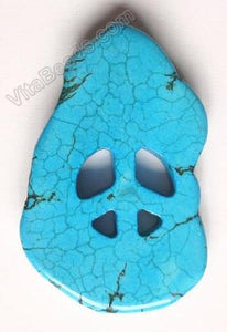 Cracked Chinese Turquoise  - Dark TQ -  Peace Sign Pendant