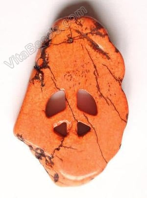 Cracked Chinese Turquoise  - Orange -  Peace Sign Pendant