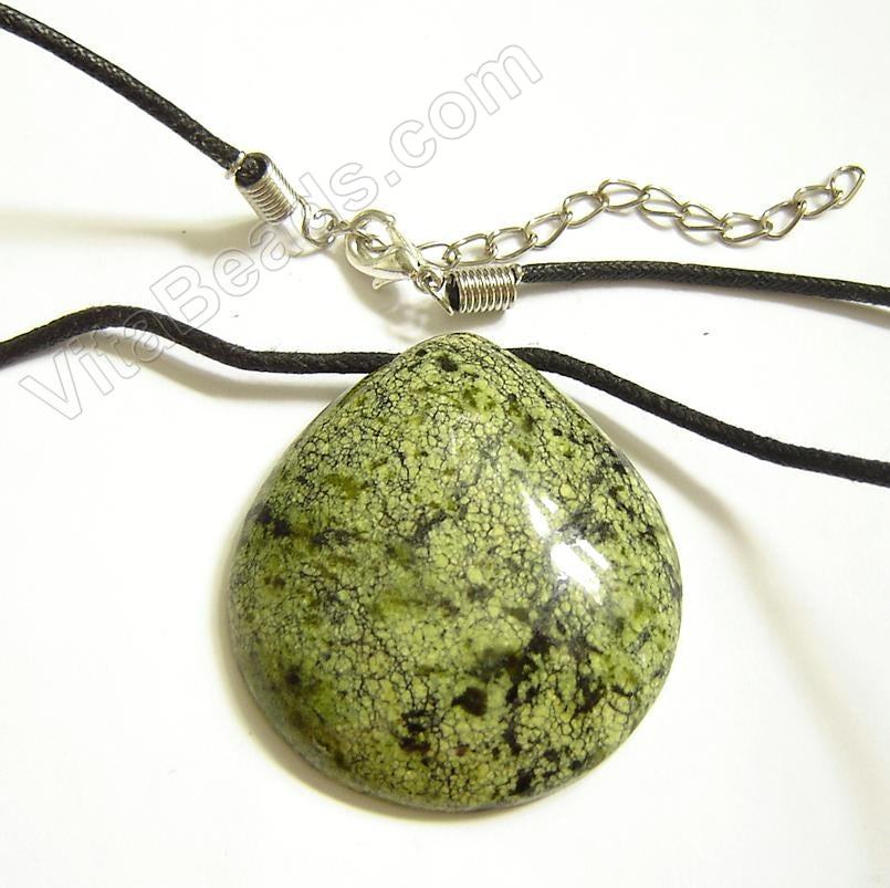 Semi Stone Almond Shape Necklace - Russian Jade