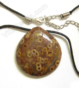 Semi Stone Almond Shape Necklace - Turtle Jasper
