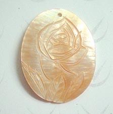 Carved Shell Pendant Oval Rose
